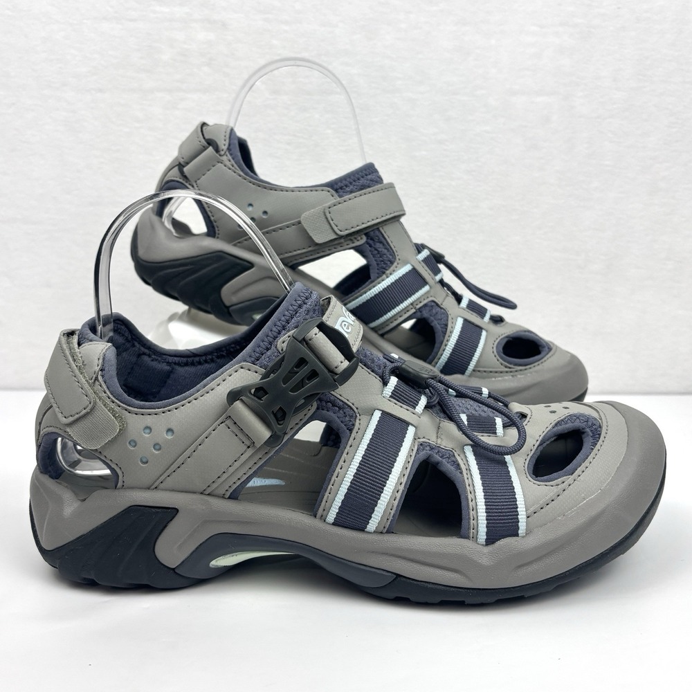 Teva Omnium Womens Hiking Water Sandal Closed Toe Mesh Shoes Gray Blue 9.5 6154